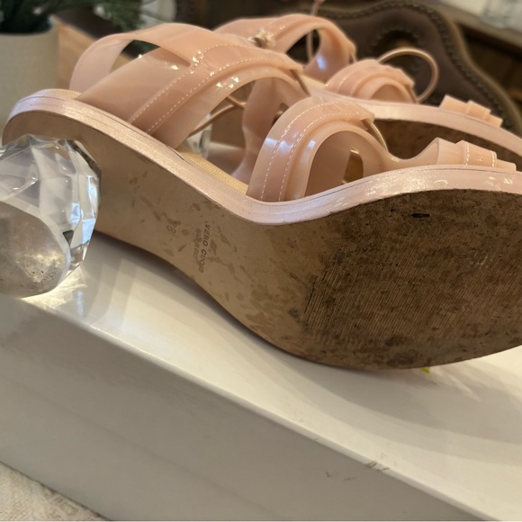 Simone Rocha Pink Sandals with Lace-Up Design and Clear Block Heel - Picture 8 of 9